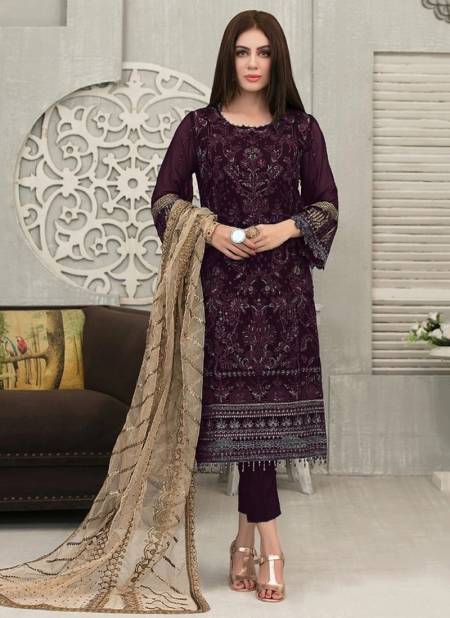Dark Wine Colour Heavy Fox Georgette Festive Wear Fancy Salwar Suit Collection 8124 C